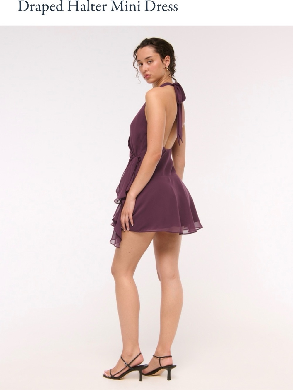 Draped Halter Mini Dress in Plum